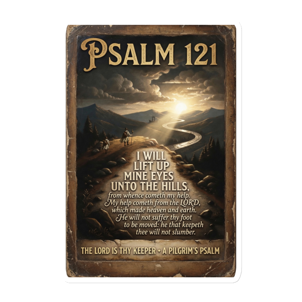 The Pilgrim's Psalm 121 die-cut magnet — unique Camino de Santiago souvenir and faith gift