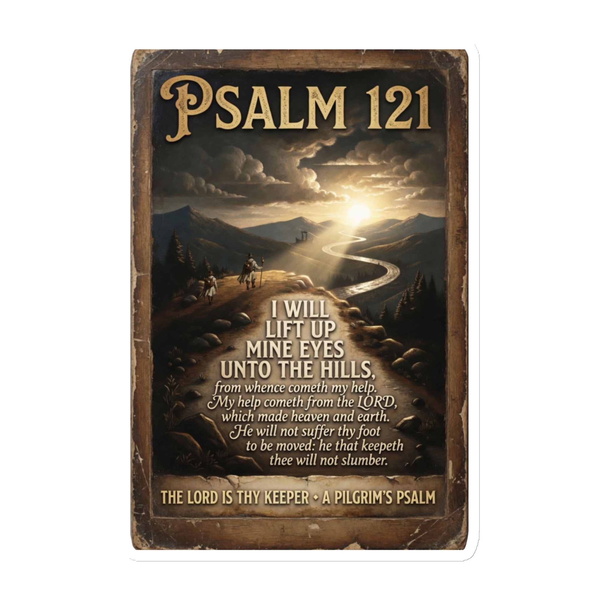 The Pilgrim's Psalm 121 die-cut magnet — unique Camino de Santiago souvenir and faith gift