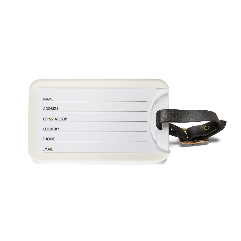 Back of Camino de Santiago Psalm 121 luggage tag — durable pilgrim travel accessory and gift
