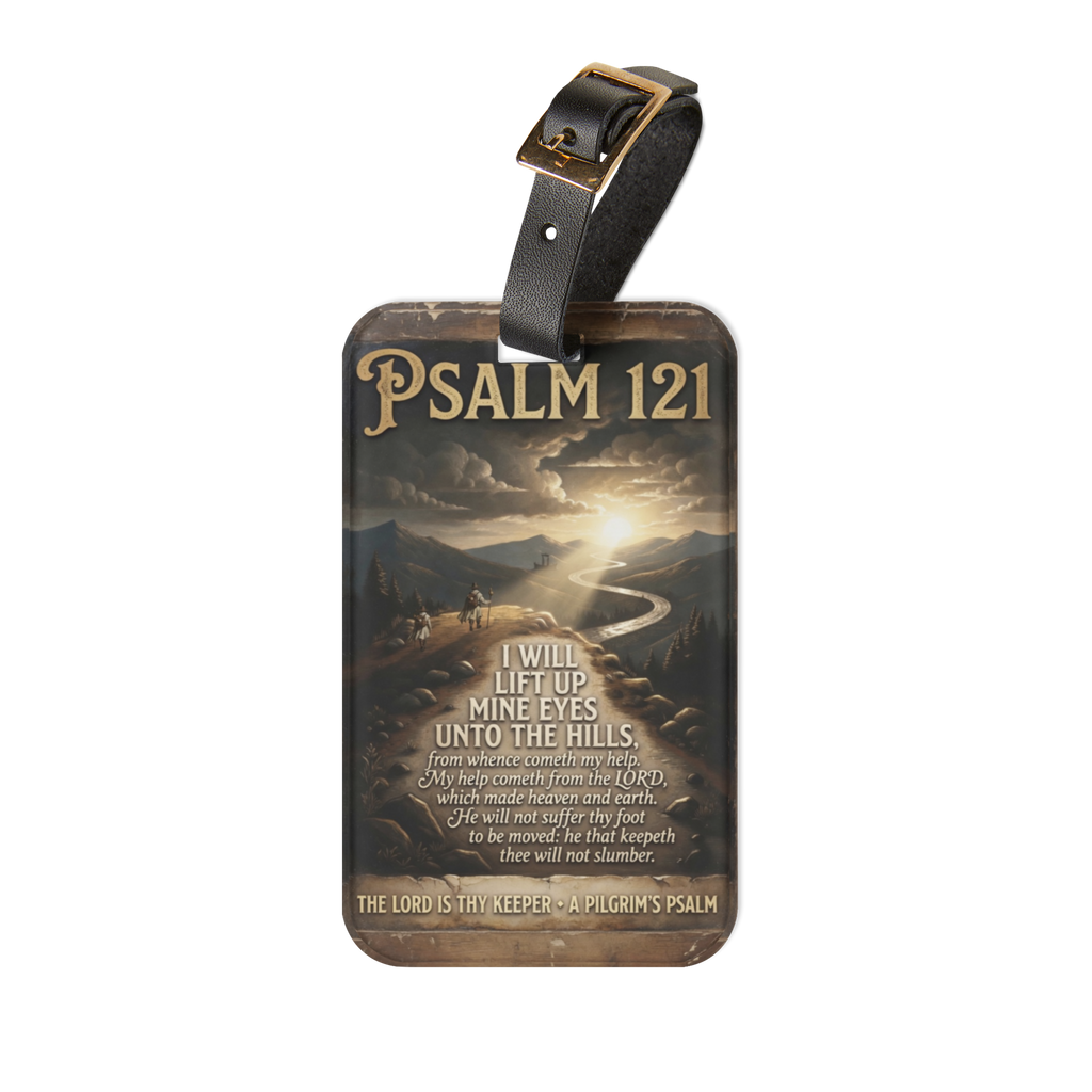 he Pilgrim's Psalm 121 luggage tag — meaningful Camino de Santiago gift for walkers and travelers