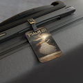 Camino de Santiago luggage tag with Psalm 121 pilgrim scripture — faith-inspired travel accessory