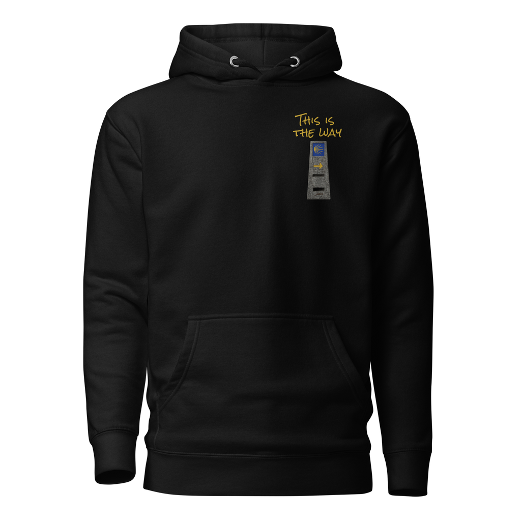 El Camino Milestone This is the Way Camino de Santiago hoodie in Black — pilgrim gift