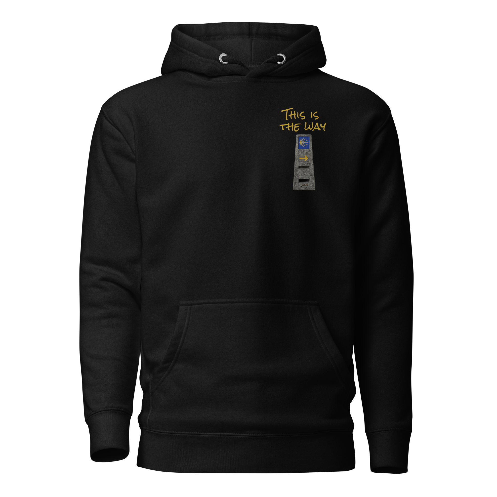 El Camino Milestone This is the Way Camino de Santiago hoodie in Black — pilgrim gift