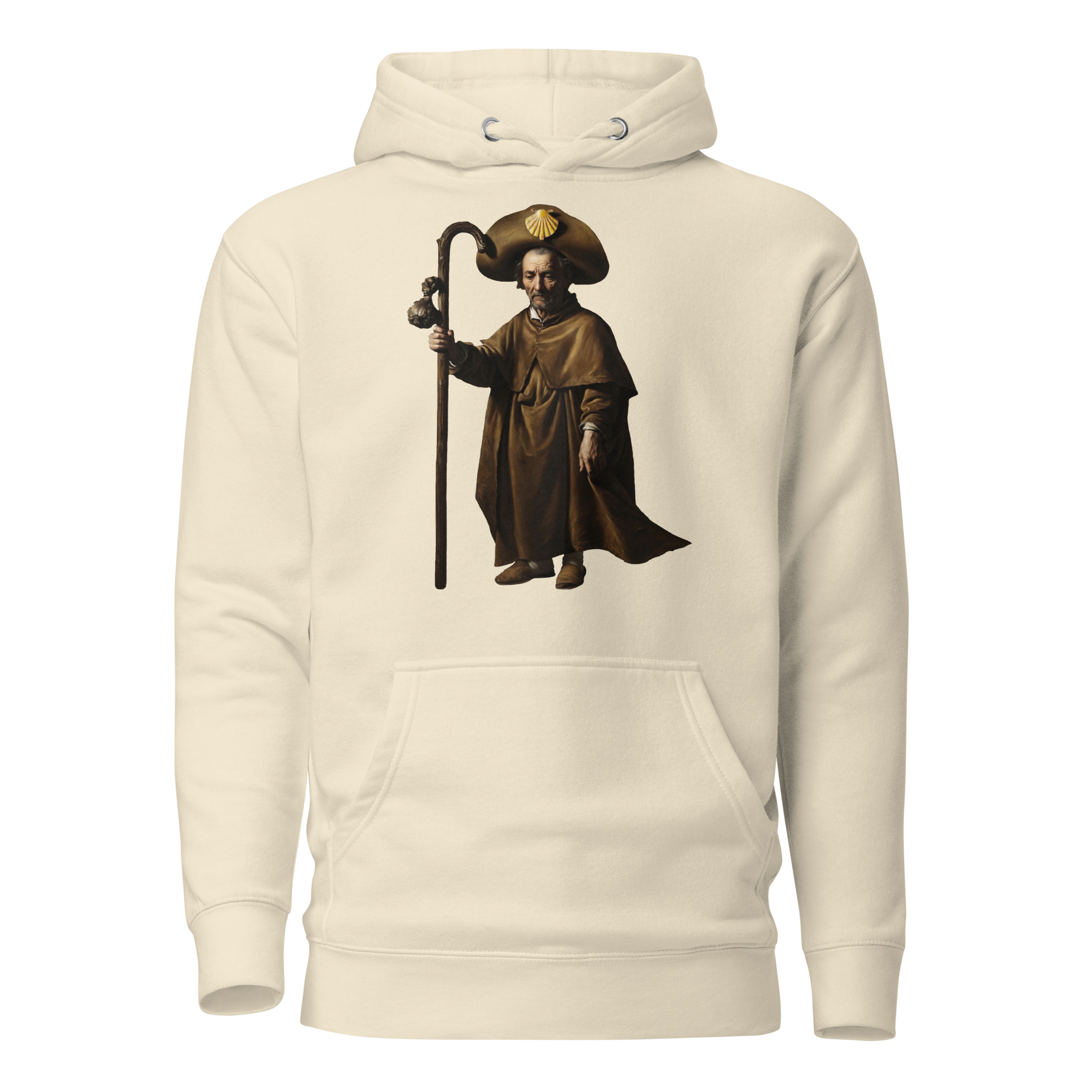 A Reverent Reflection Camino de Santiago contemplative pilgrim hoodie in Bone — faith gift