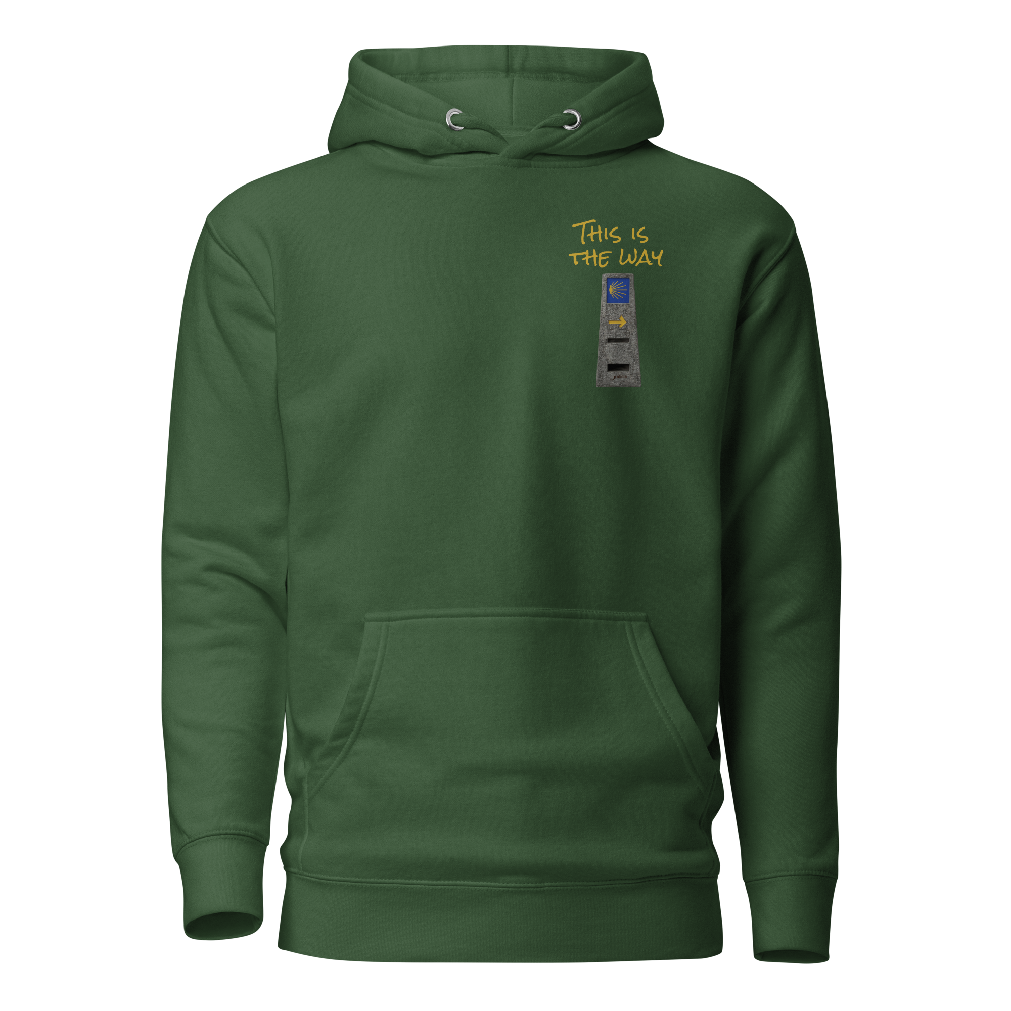 El Camino Milestone This is the Way Camino de Santiago hoodie in Forest Green — pilgrim gift