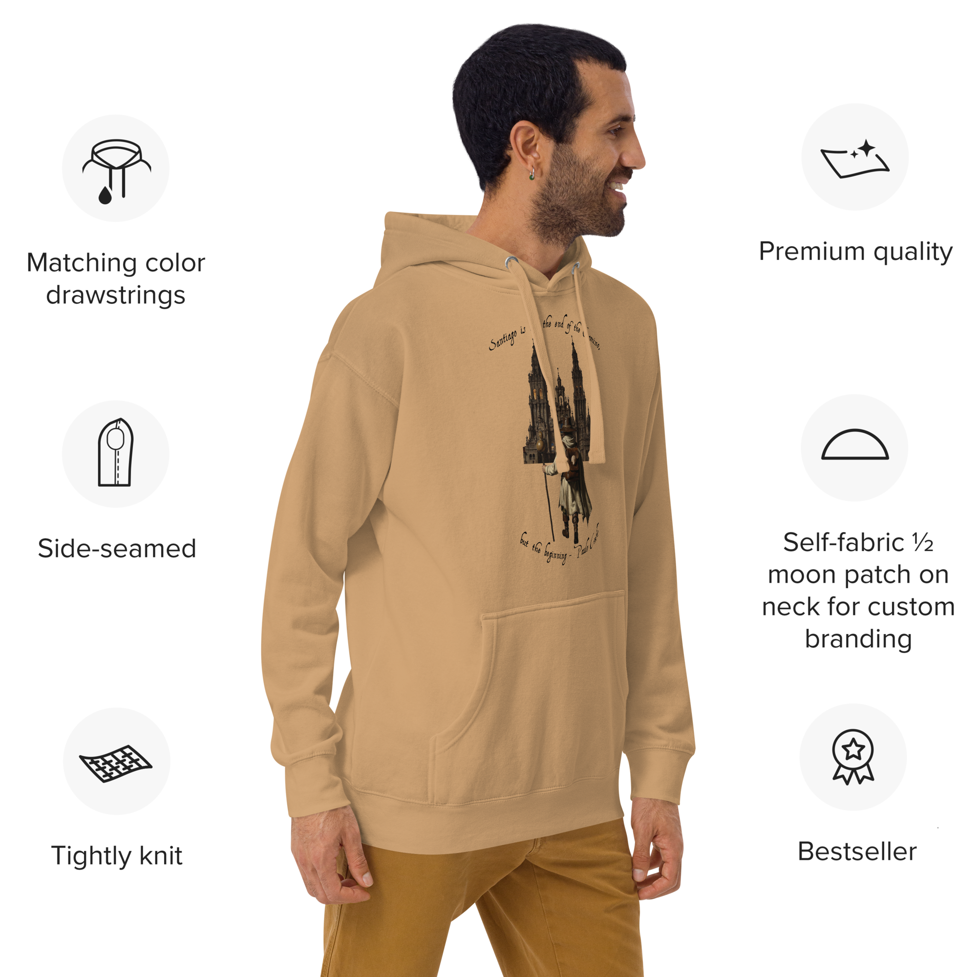 El Camino is Only the Beginning Camino de Santiago pilgrim pullover hoodie — faith-inspired Camino gift