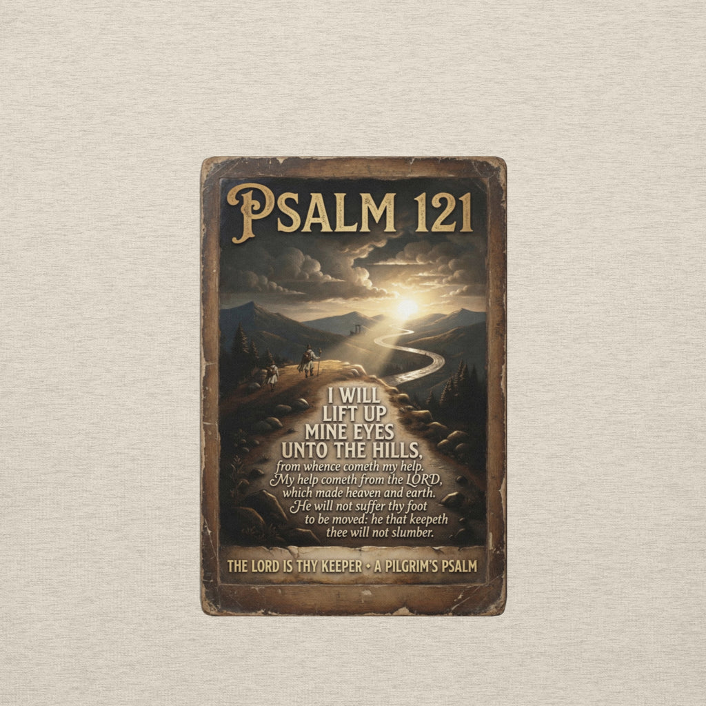 The Pilgrim's Psalm Psalm 121 Camino de Santiago faith hoodie in oatmeal— pilgrim gift