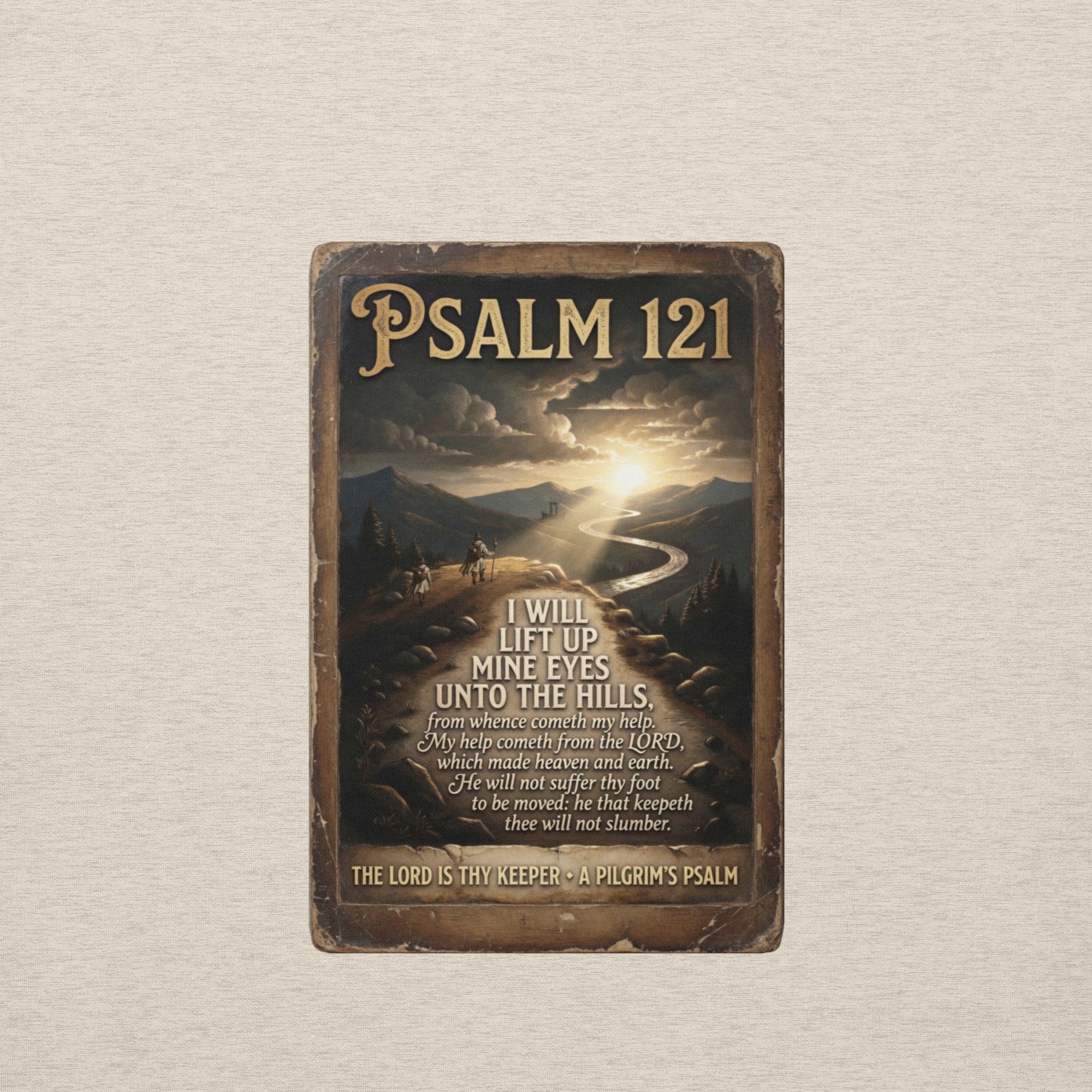The Pilgrim's Psalm Psalm 121 Camino de Santiago faith hoodie in oatmeal— pilgrim gift