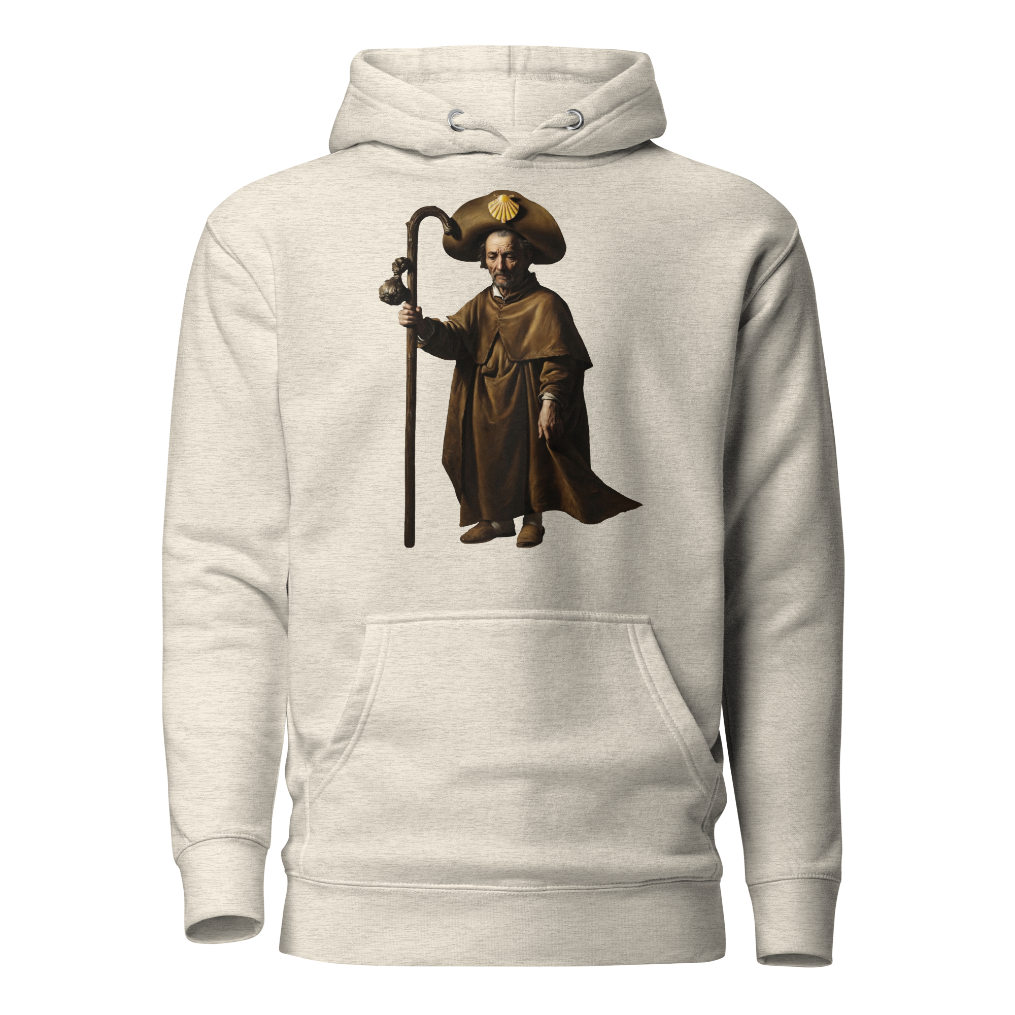 A Reverent Reflection Camino de Santiago contemplative pilgrim hoodie in Oatmeal — faith gift