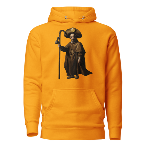 A Reverent Reflection Camino de Santiago contemplative pilgrim hoodie in Gold — faith gift