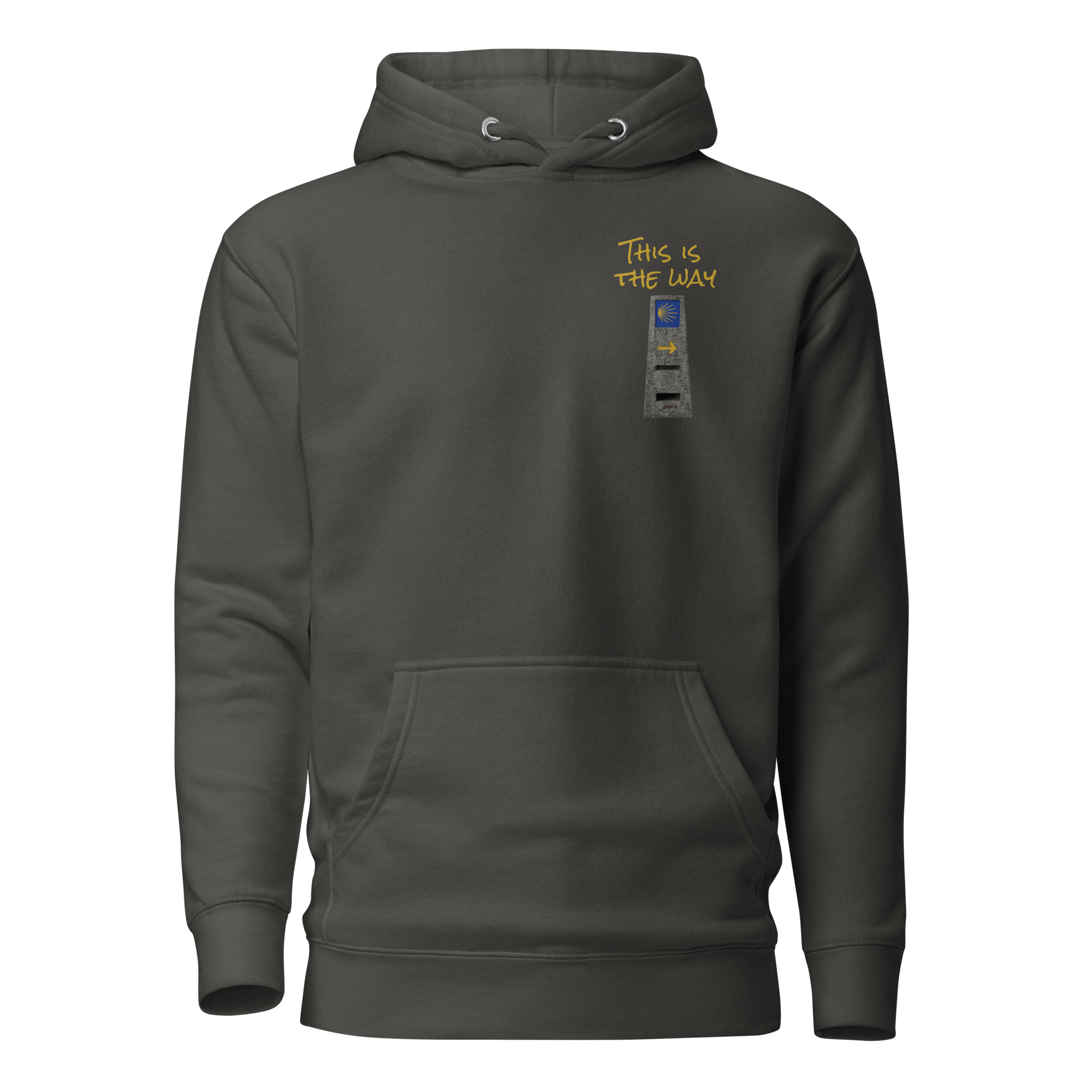 El Camino Milestone This is the Way Camino de Santiago hoodie in Vintage Black — pilgrim gift
