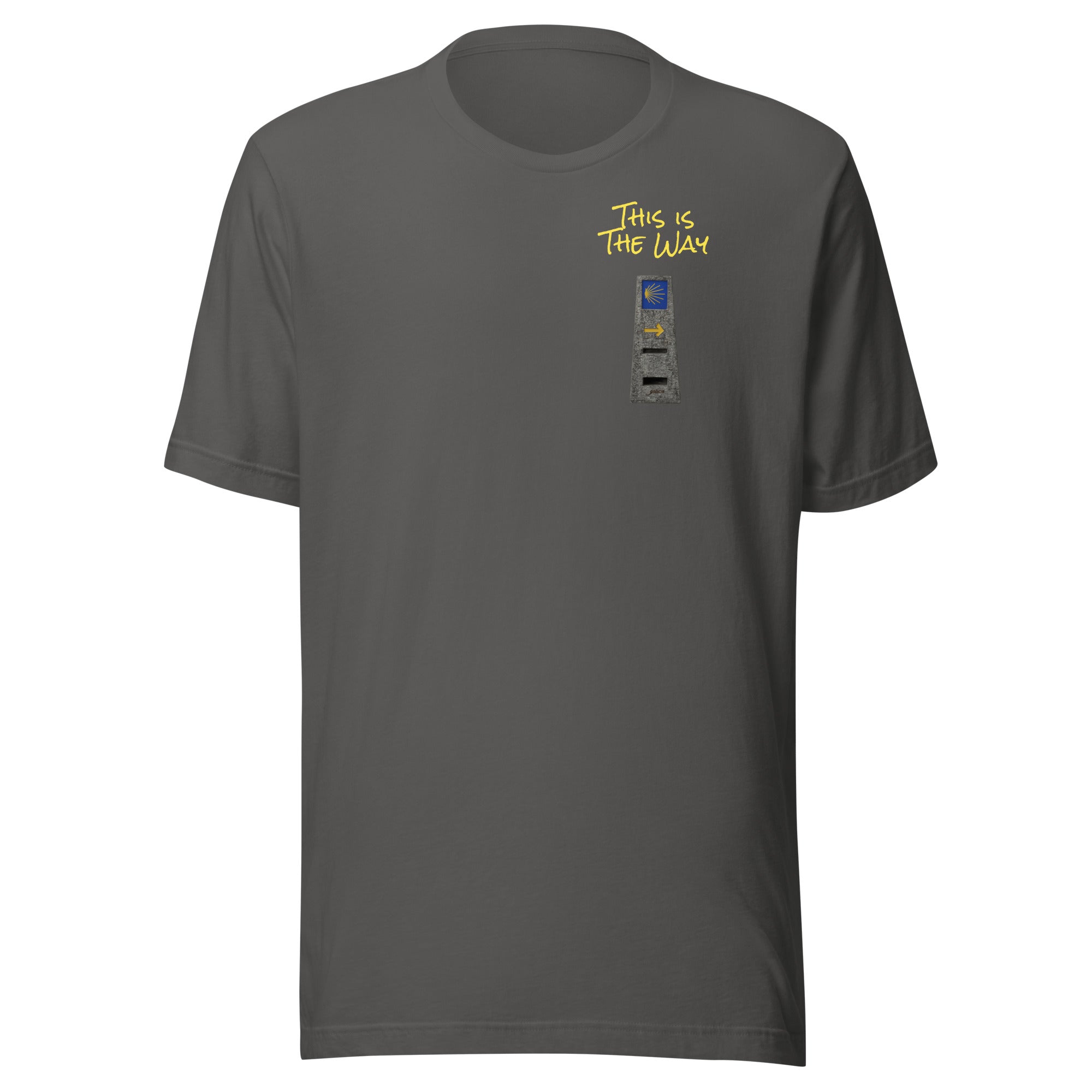 El Camino Milestone This is the Way Camino de Santiago faith t-shirt in Asphalt — pilgrim gift