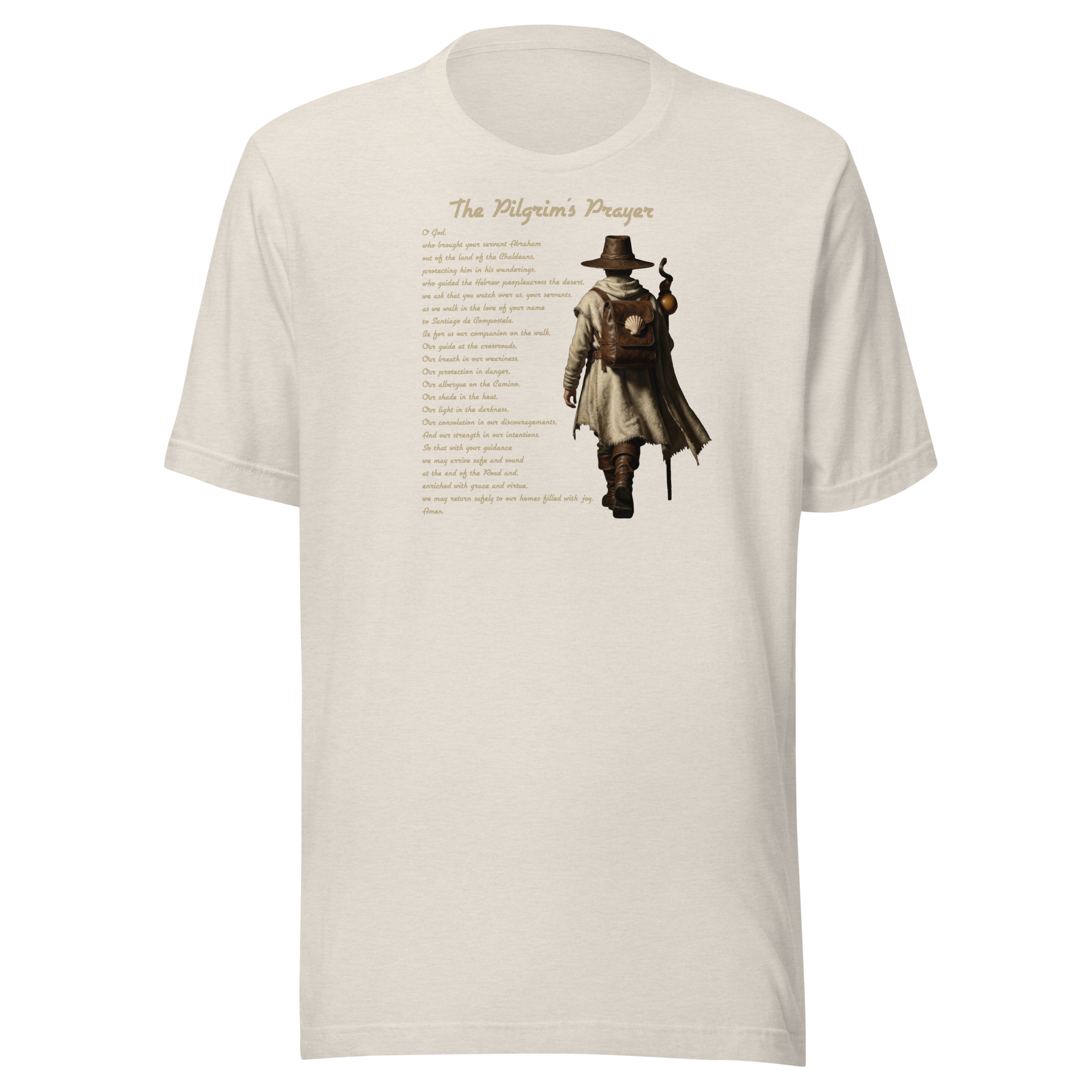 The Pilgrim's Prayer Camino de Santiago faith t-shirt in Dust  — pilgrim gift