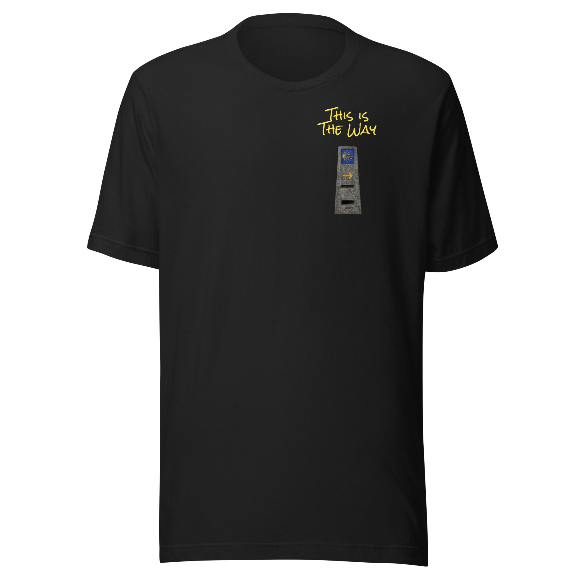 El Camino Milestone This is the Way Camino de Santiago faith t-shirt in Vintage Black — pilgrim gift