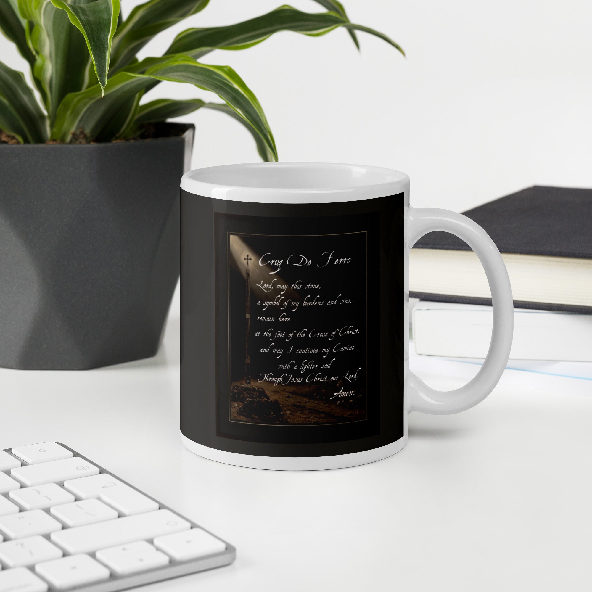 Cruz de Ferro Prayer Camino de Santiago pilgrim mug 11oz — faith-inspired Camino gift